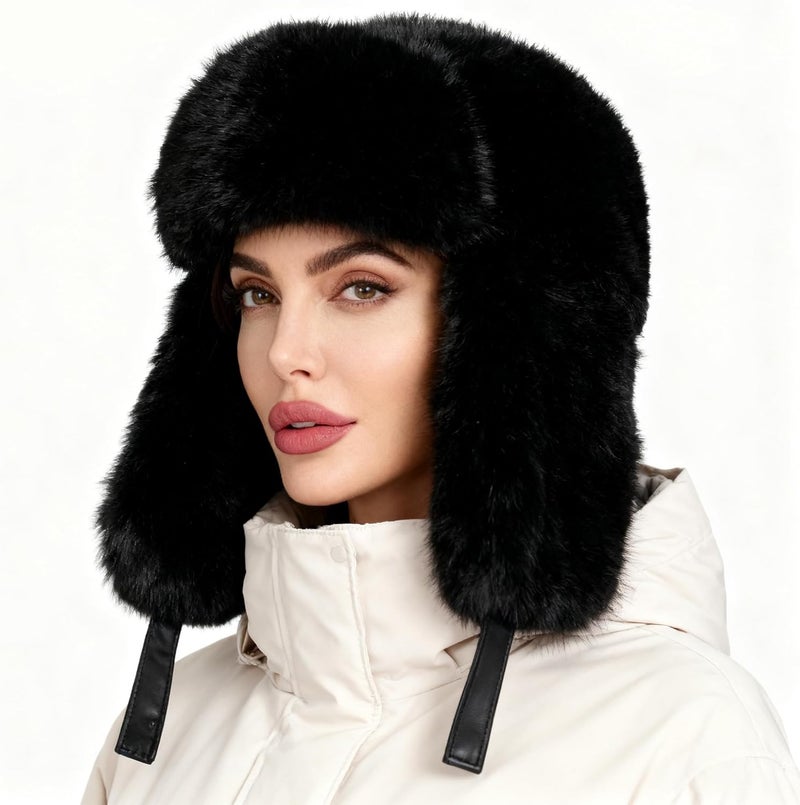 Gilotop Trapper Hat with Ear Flaps - Winter Russian-Style Fur Pilot Ushanka, Windproof Skiing for Men & Women - Image 2